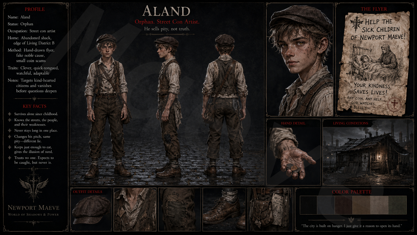 Aland — Orphan. Street Con Artist., a character from The Newport Maeve Chronicles