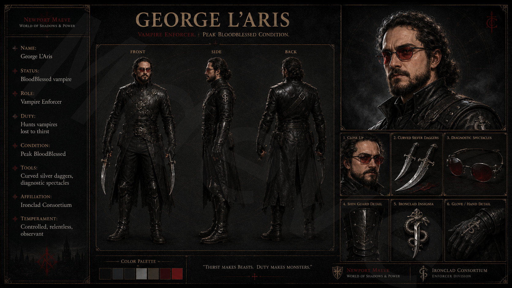 George L'Aris — Vampire Enforcer, a character from The Newport Maeve Chronicles