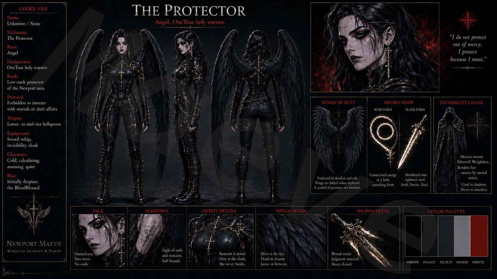 The Protector — Angel. OneTrue Holy Warrior., a character from The Newport Maeve Chronicles